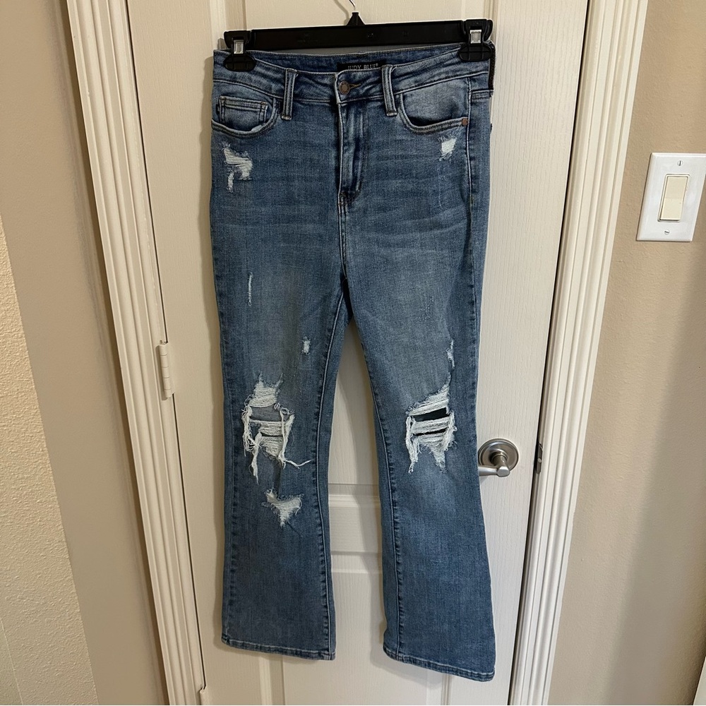 Judy Blue Distressed Straight Leg Jeans Size 5/27